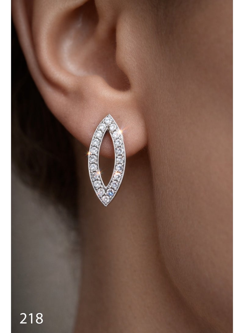 3Diamonds Platinum & Rhodium Plated Open Oval Stud Earrings Cubic Zirconia - Image 4
