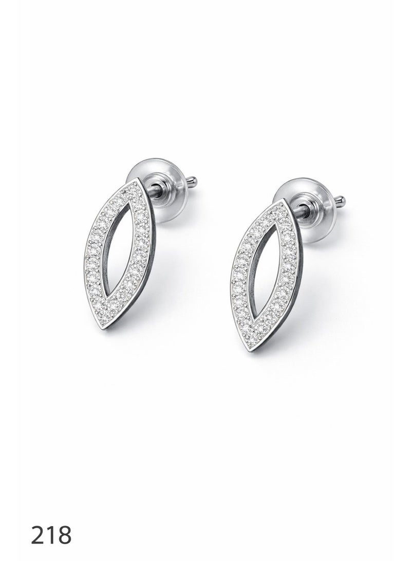 3Diamonds Platinum & Rhodium Plated Open Oval Stud Earrings Cubic Zirconia - Image 3