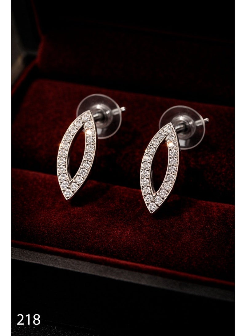 3Diamonds Platinum & Rhodium Plated Open Oval Stud Earrings Cubic Zirconia - Image 1