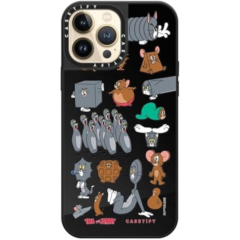 Casetify Mirror Case for iPhone 13 Pro Max 【Tom and Jerry Colab/Reflective / 4.9ft Drop Protection/Compatible with Magsafe】 - Pattern Sticker - Black on Black - Image 4