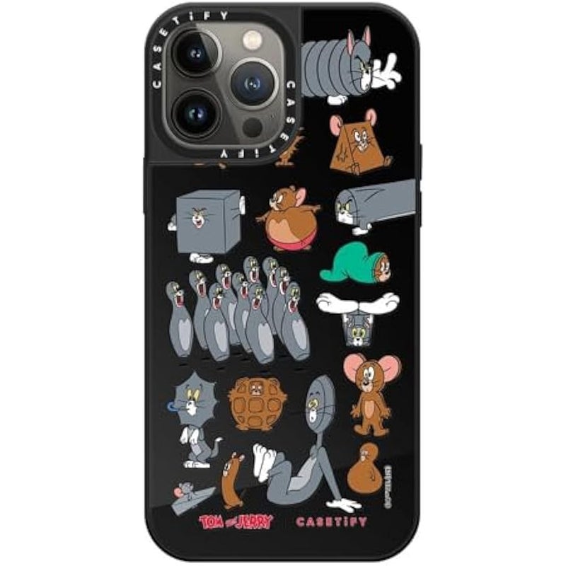 Casetify Mirror Case for iPhone 13 Pro Max 【Tom and Jerry Colab/Reflective / 4.9ft Drop Protection/Compatible with Magsafe】 - Pattern Sticker - Black on Black - Image 3