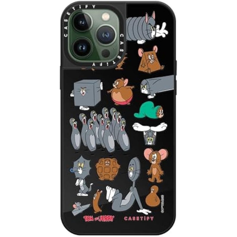 Casetify Mirror Case for iPhone 13 Pro Max 【Tom and Jerry Colab/Reflective / 4.9ft Drop Protection/Compatible with Magsafe】 - Pattern Sticker - Black on Black - Image 2