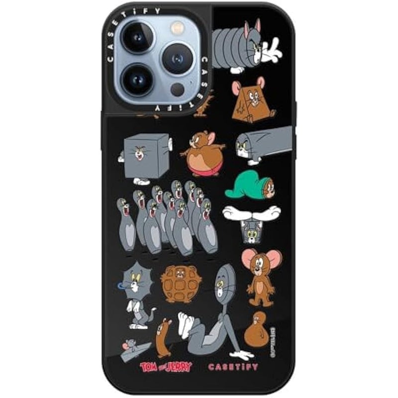 Casetify Mirror Case for iPhone 13 Pro Max 【Tom and Jerry Colab/Reflective / 4.9ft Drop Protection/Compatible with Magsafe】 - Pattern Sticker - Black on Black - Image 1