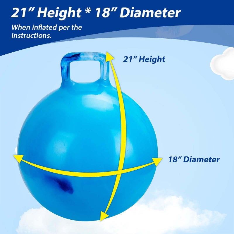 Willingfun Hopper Ball 2 Pack with Air Pump, 18 Inch Bounce Balls with Handles for Kids, Best Gift for Ages 3 4 5 6 7 8 Boys and Girls, Toys for Ages 3-10, Ride on Toys for Kids 4-8, Hopper Toy - Image 2