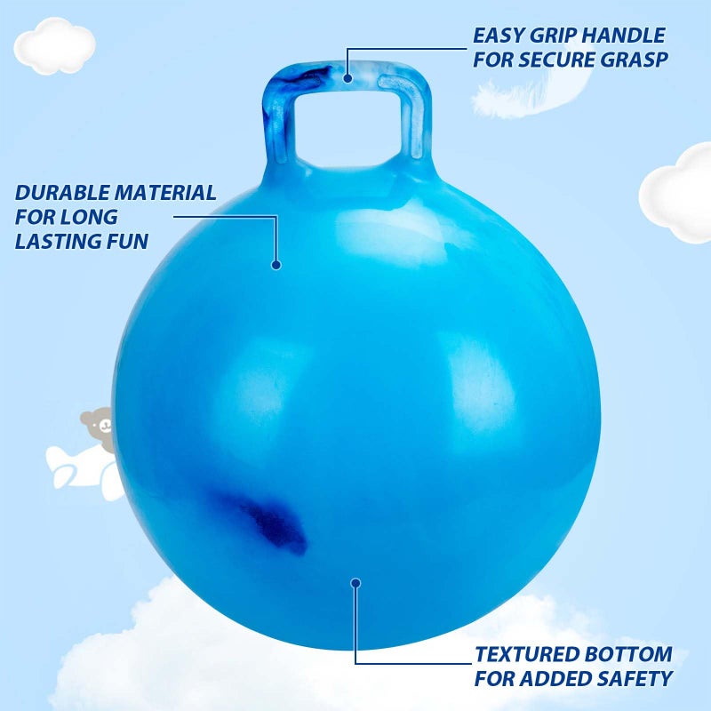 Willingfun Hopper Ball 2 Pack with Air Pump, 18 Inch Bounce Balls with Handles for Kids, Best Gift for Ages 3 4 5 6 7 8 Boys and Girls, Toys for Ages 3-10, Ride on Toys for Kids 4-8, Hopper Toy - Image 3