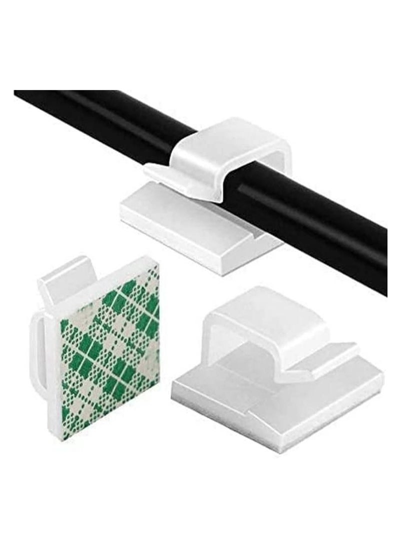 RATSAW - 110 Pcs Cable Clips Self Adhesive Cable Organizer Wire Management Clips for Desk Wall Workshop Home Office Outdoors Decorations White - Image 1