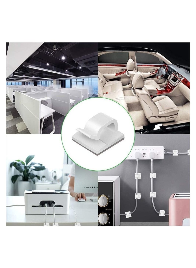 RATSAW - 110 Pcs Cable Clips Self Adhesive Cable Organizer Wire Management Clips for Desk Wall Workshop Home Office Outdoors Decorations White - Image 1