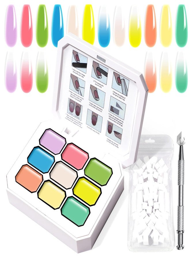 U-Shinein Gradient Painting Gel,9 Bright Spring Summer Colors Ombre 3D Sculpture Gel Painting Effect for Pigment Pat French Manicure Soak of UV Home Salon Easter Eggs Set - Image 1