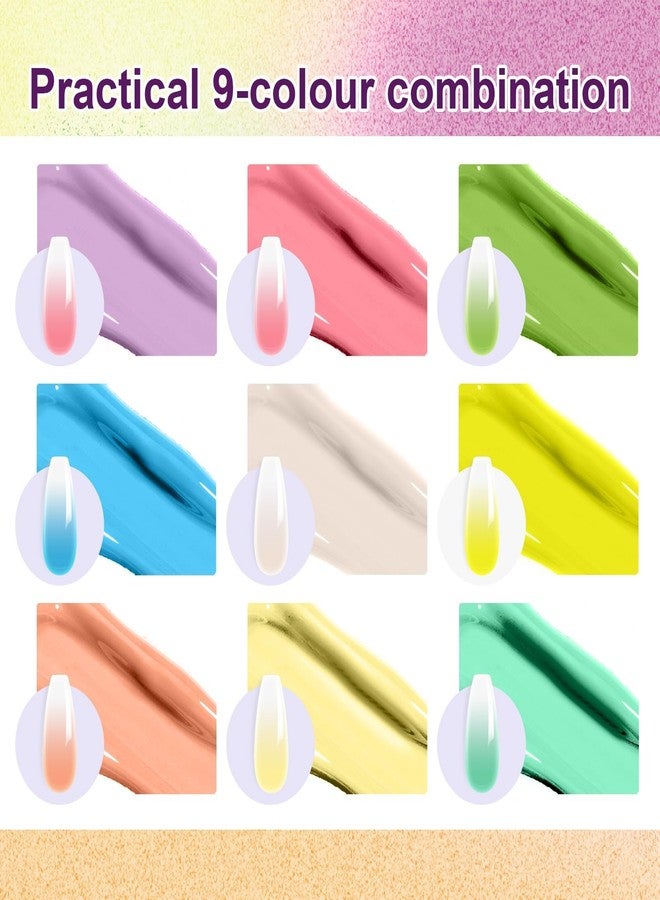 U-Shinein Gradient Painting Gel,9 Bright Spring Summer Colors Ombre 3D Sculpture Gel Painting Effect for Pigment Pat French Manicure Soak of UV Home Salon Easter Eggs Set - Image 2
