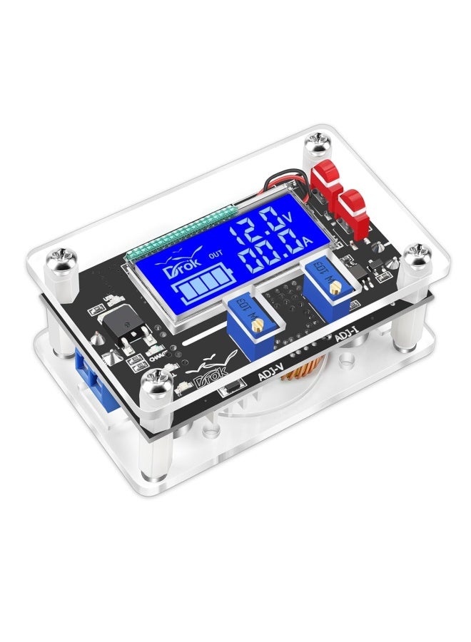 Drok Dc Buck Module, Adjustable Buck Converter Step Down Voltage Regulator 6V-32V 30V 24V 12V To 1.5-32V 5V 5A Lcd Power Supply Volt Reducer Transformer Module Board With Usb Port Protective Case - Image 1