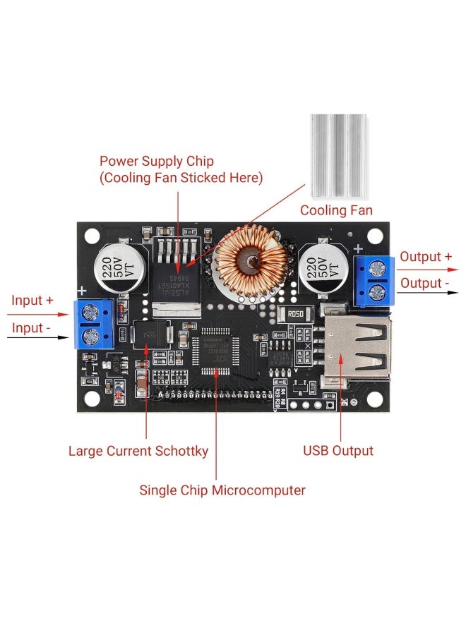 Drok Dc Buck Module, Adjustable Buck Converter Step Down Voltage Regulator 6V-32V 30V 24V 12V To 1.5-32V 5V 5A Lcd Power Supply Volt Reducer Transformer Module Board With Usb Port Protective Case - Image 3