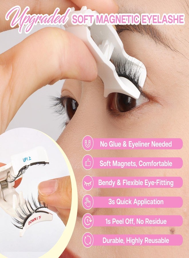 CALAILIS Magnetic Eyelashes with Applicator Soft Magnetic Lashes Natural Look Reusable Magnetic Eyelashes without Eyeliner No Glue Needed Soft Eyelashes Magnetic Lashes for All Day Comfort (RC02) - Image 3