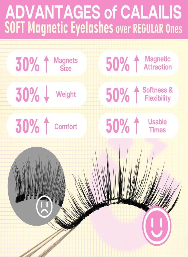 CALAILIS Magnetic Eyelashes with Applicator Soft Magnetic Lashes Natural Look Reusable Magnetic Eyelashes without Eyeliner No Glue Needed Soft Eyelashes Magnetic Lashes for All Day Comfort (RC02) - Image 5