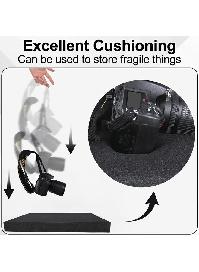 Polyurethane Foam Sheets, 16 x 12 x 1 Inch Cuttable Tool Box Case Foam Inserts Paddings, Black Cushion Packing Pads for Case Toolbox Game Box Craft Camera Storage (3pcs) - Image 3