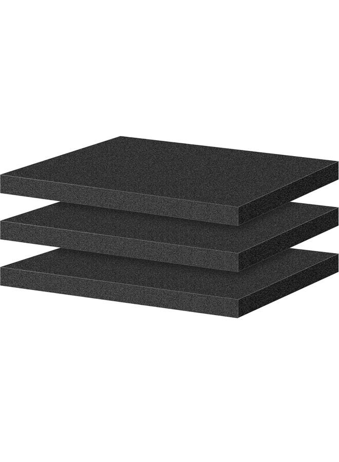 Polyurethane Foam Sheets, 16 x 12 x 1 Inch Cuttable Tool Box Case Foam Inserts Paddings, Black Cushion Packing Pads for Case Toolbox Game Box Craft Camera Storage (3pcs) - Image 1