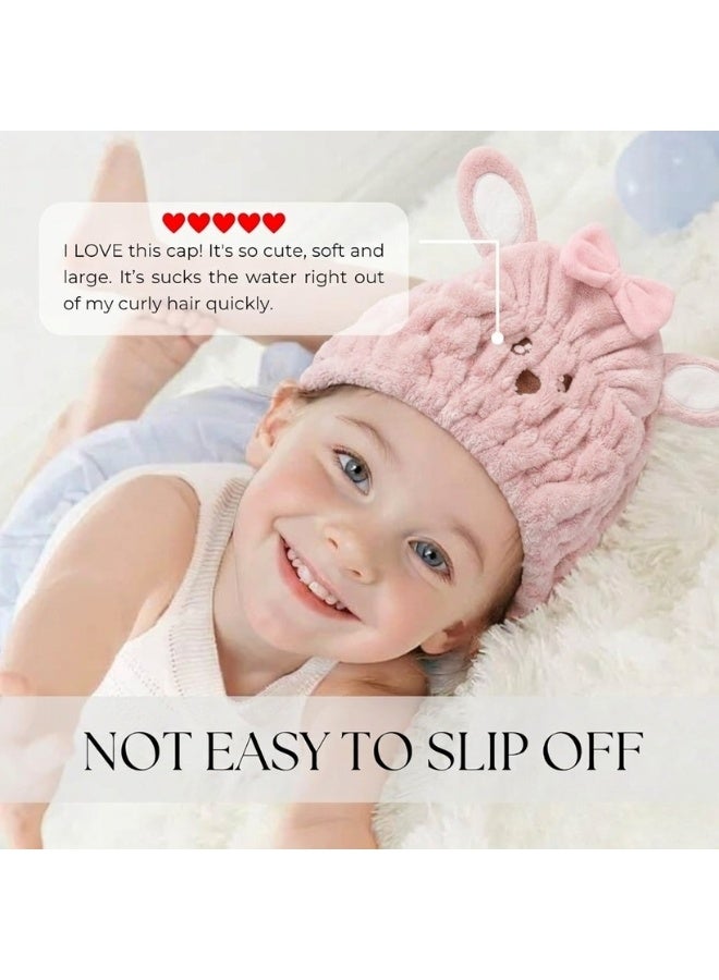 Microfiber Cat Hair Drying Cap Premium Soft Hair Towel Wrap Quick Dry Absorbent Hair Turban Multi Use Hair Wrap for Drying Styling and Night Care Lightweight Comfortable Anti Frizz Hair Cap for Kids and Girls All Hair Types - Image 4