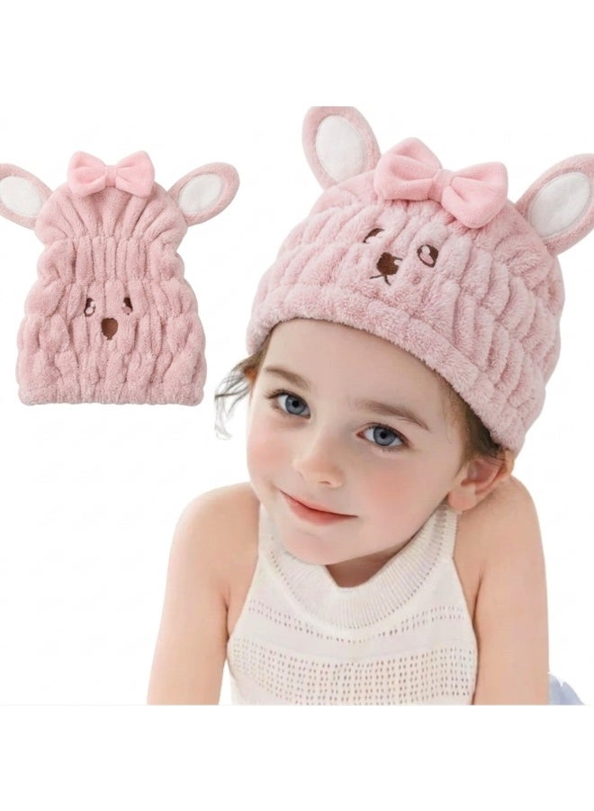 Microfiber Cat Hair Drying Cap Premium Soft Hair Towel Wrap Quick Dry Absorbent Hair Turban Multi Use Hair Wrap for Drying Styling and Night Care Lightweight Comfortable Anti Frizz Hair Cap for Kids and Girls All Hair Types - Image 3