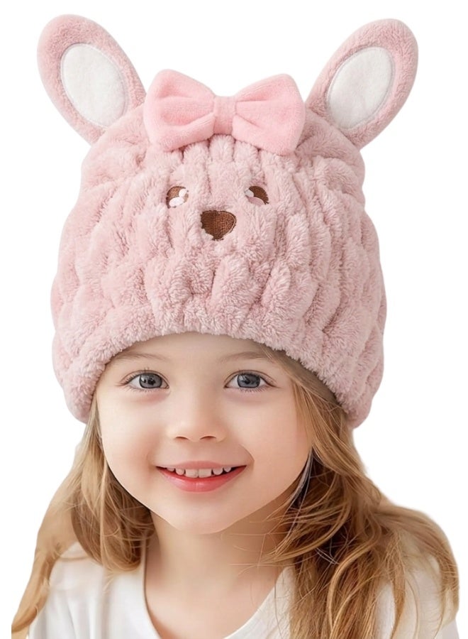 Microfiber Cat Hair Drying Cap Premium Soft Hair Towel Wrap Quick Dry Absorbent Hair Turban Multi Use Hair Wrap for Drying Styling and Night Care Lightweight Comfortable Anti Frizz Hair Cap for Kids and Girls All Hair Types - Image 1