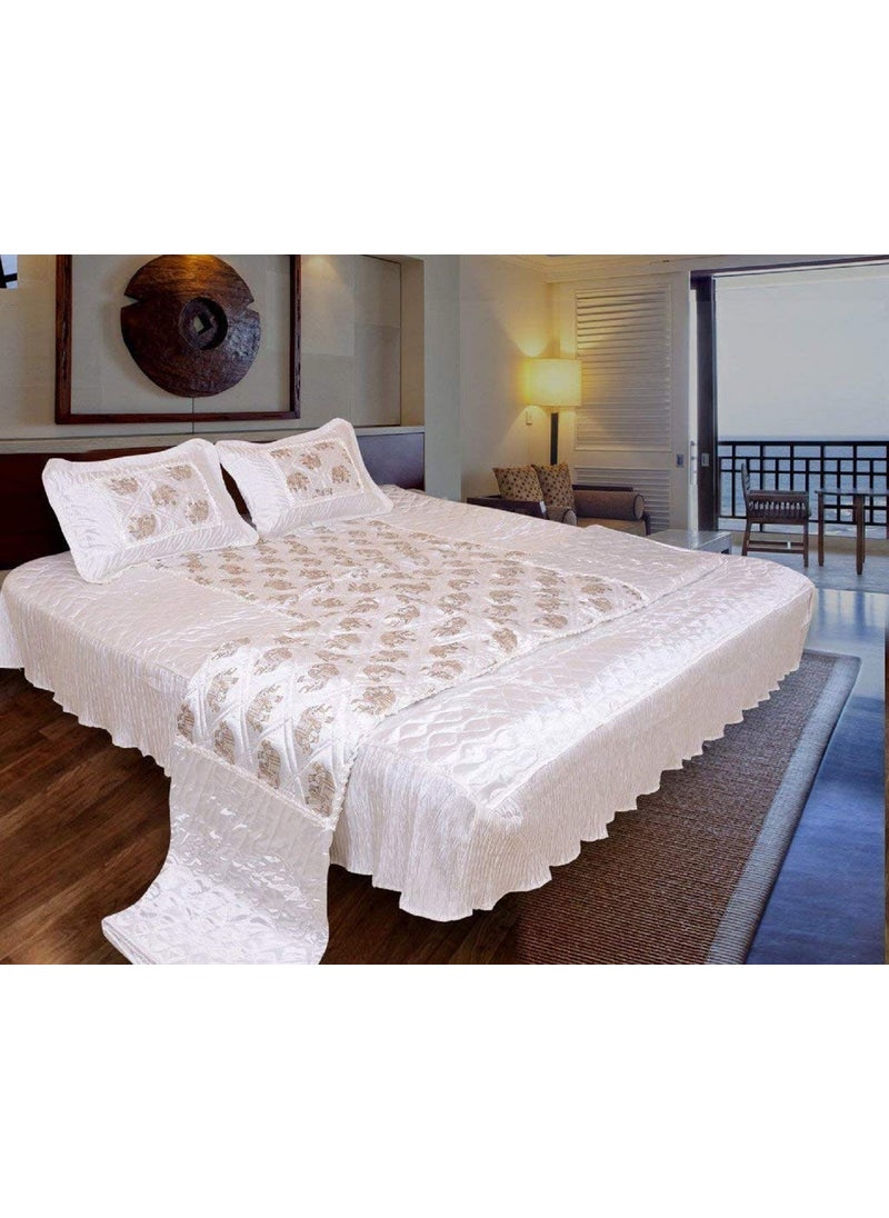 Amer Handicraft Amer Handicraft Satin 400 TC Bedding Set Double_White  - Image 1