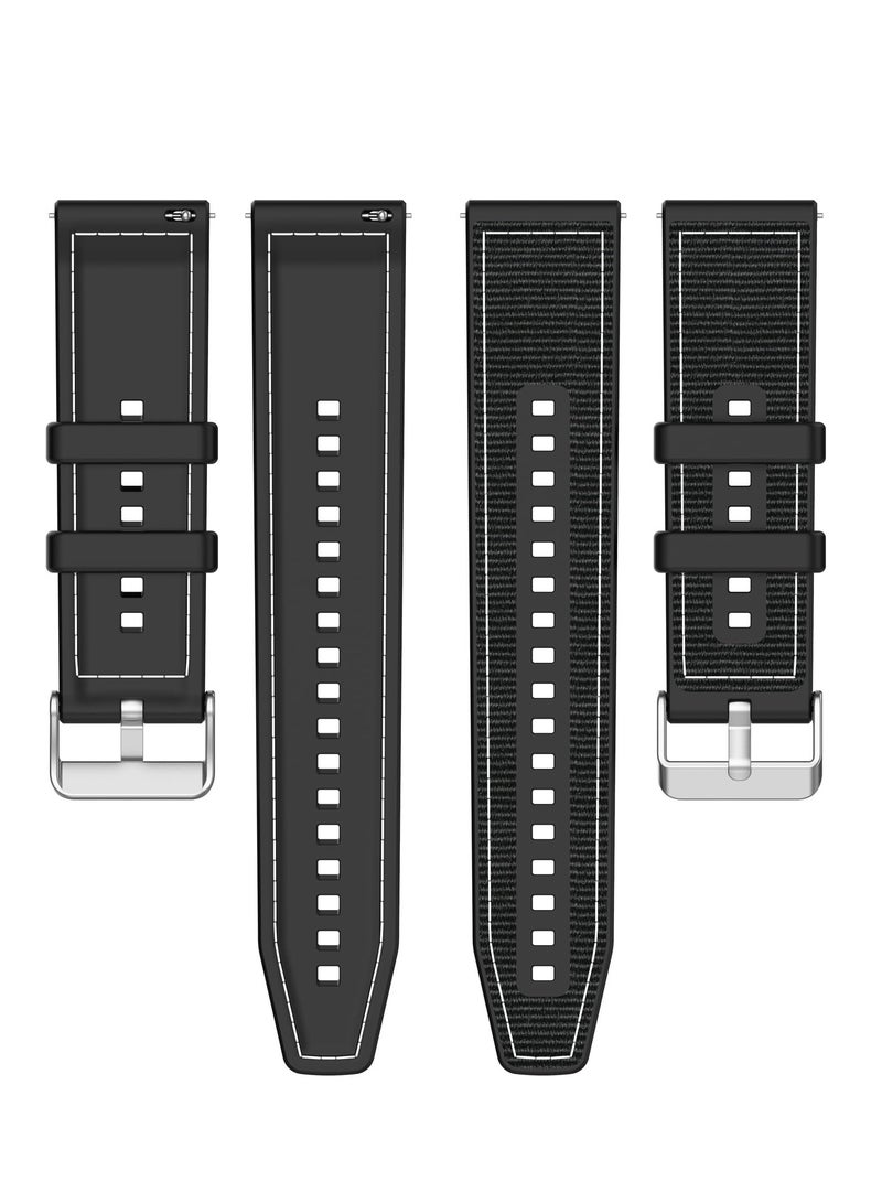 Compatible with Huawei Watch GT4 46mm Replacement Wrist Band 22mm Replacement Nylon Braided Silicone Composite Watch Strap Compatible with Huawei Watch GT4/ GT3/ GT3 Pro (Black) - Image 4