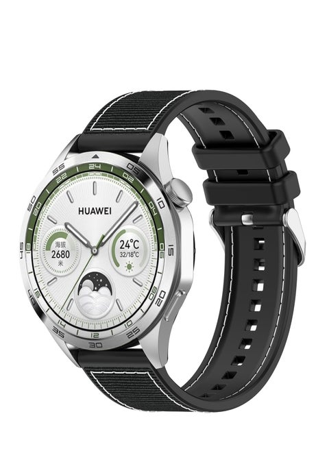 Compatible with Huawei Watch GT4 46mm Replacement Wrist Band 22mm Replacement Nylon Braided Silicone Composite Watch Strap Compatible with Huawei Watch GT4/ GT3/ GT3 Pro (Black)