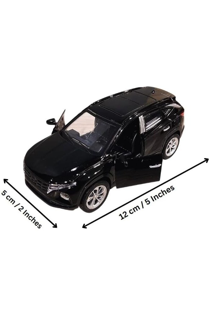 Tucson SUV Die cast 1:36 Scale Model With Lights and Sound – Alloy Children’s Sports Model Car Die-Cast Metal Toy Hyundaaii Car – Front Doors Open Black T.O.Y.S - Image 2