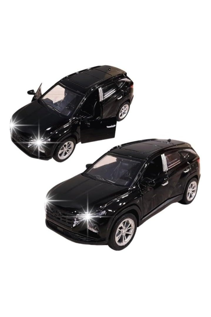Tucson SUV Die cast 1:36 Scale Model With Lights and Sound – Alloy Children’s Sports Model Car Die-Cast Metal Toy Hyundaaii Car – Front Doors Open Black T.O.Y.S - Image 3