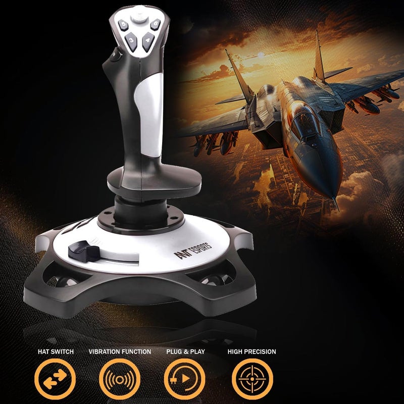 ANT Esports Renewed -  Ant Esports JS55 Flight Simulator Controls, Flight Joystick Controls With Vibration Function and Throttle Controls Wired Flight Stick for PC Windows XP/VISTA/7/8/10/Computer/Laptop(PC only) - Image 2