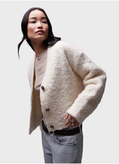 TOPSHOP Topshop knitted v-neck boucle cardigan  - Image 1