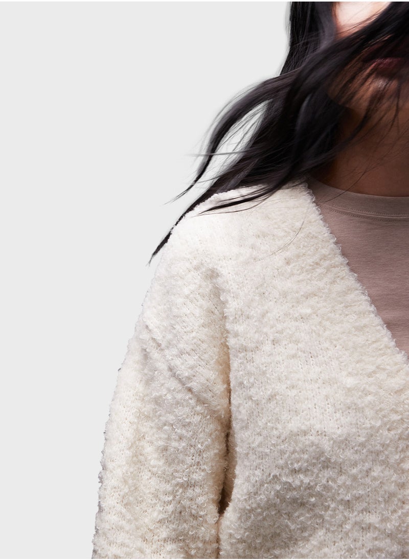 TOPSHOP Topshop knitted v-neck boucle cardigan  - Image 3