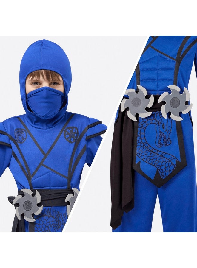 Spooktacular Creations Spooktacular Creations Halloween Ninja Costume Kids, Blue Black Ninja Dragon Jumpsuit Set, Boys Halloween Costume for DressUp and RolePlay Party (Medium, 8-10 yrs) - Image 4