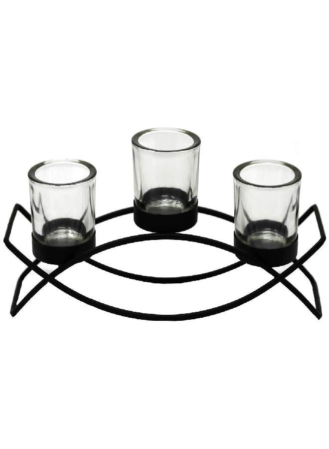 Seraphic Iron Arch Table Centerpiece Decorations Candle Holder for Weddings, Patio, Kitchen, Dining Room, and Coffee Tables, Black, Clear Chunky 3 Cups - Image 3