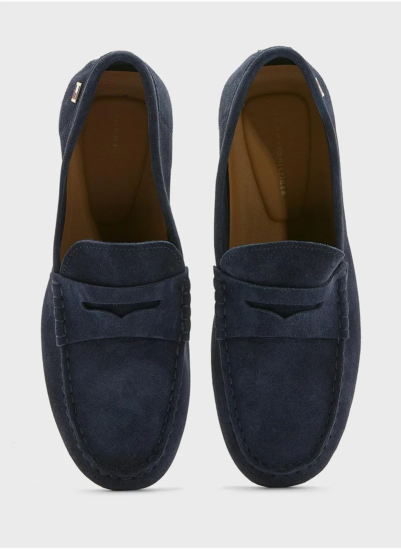 TOMMY HILFIGER Flag Soft Suede Driver Loafers
