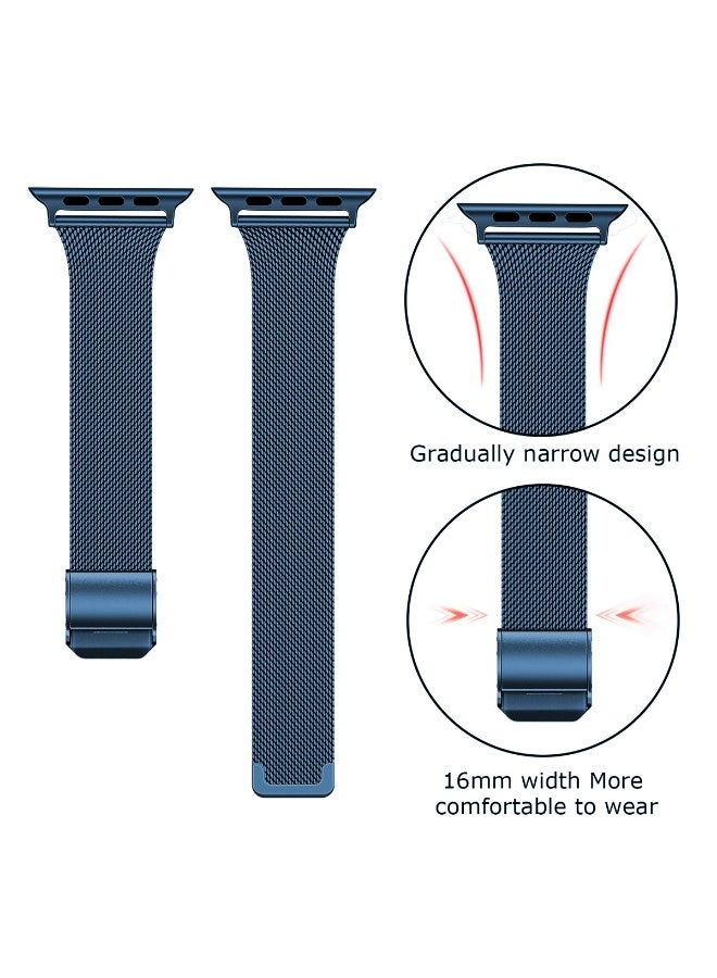 O Ozone (Pack of 2) O Ozone Slim Milanese Straps Compatible With Apple Watch Series 10 | 9 | 8 | 7 | 6 | SE | 5 | 4 | 3 | 2 |1 , 38/40/41/42mm, Stainless Steel Mesh Milanese Metal Replacement Strap for Women- Blue/Rose Pink - Image 4