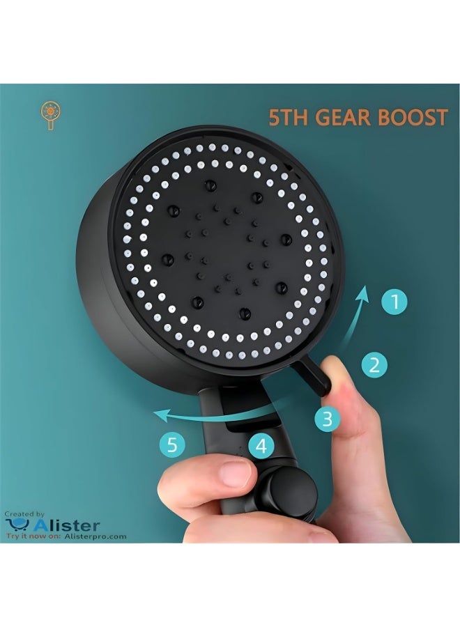 Generic High-Pressure Handheld Shower Head, 3 Spray Modes with Pause Button, Anti-Clog Nozzles, Universal G1/2 – Matte Black - Image 4