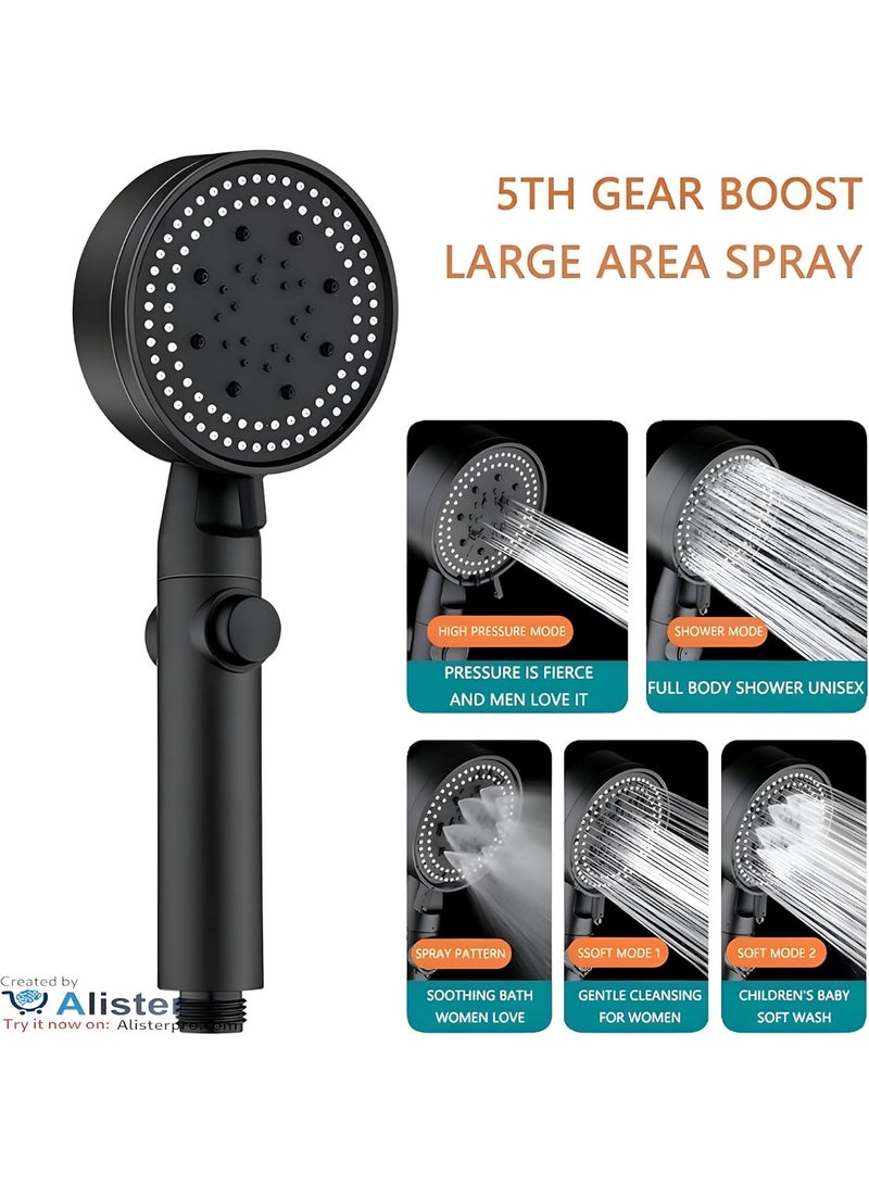 Generic High-Pressure Handheld Shower Head, 3 Spray Modes with Pause Button, Anti-Clog Nozzles, Universal G1/2 – Matte Black - Image 5