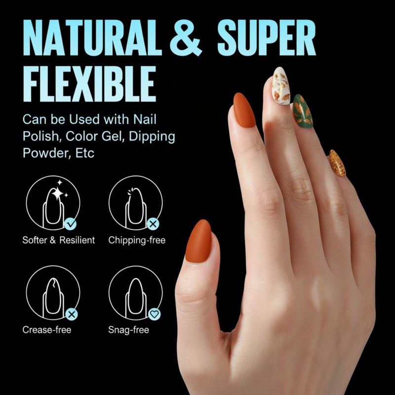 TOMICCA Short Almond Nail Tips, 240Pcs Half Matte Soft Acrylic Nail Tips, 12 Sizes Pre-Shaped Acrylic Nails Full Cover False Nails Almond Press on Nails Short Fake Nails for Extension Nail - Image 5