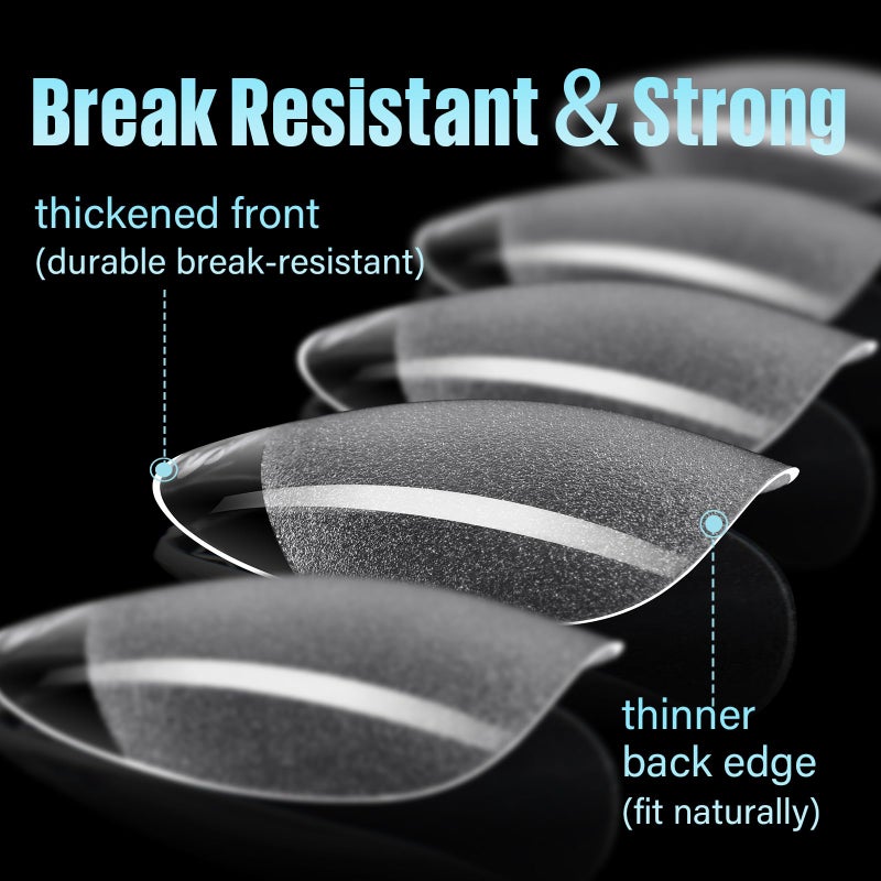 TOMICCA Short Almond Nail Tips, 240Pcs Half Matte Soft Acrylic Nail Tips, 12 Sizes Pre-Shaped Acrylic Nails Full Cover False Nails Almond Press on Nails Short Fake Nails for Extension Nail - Image 3