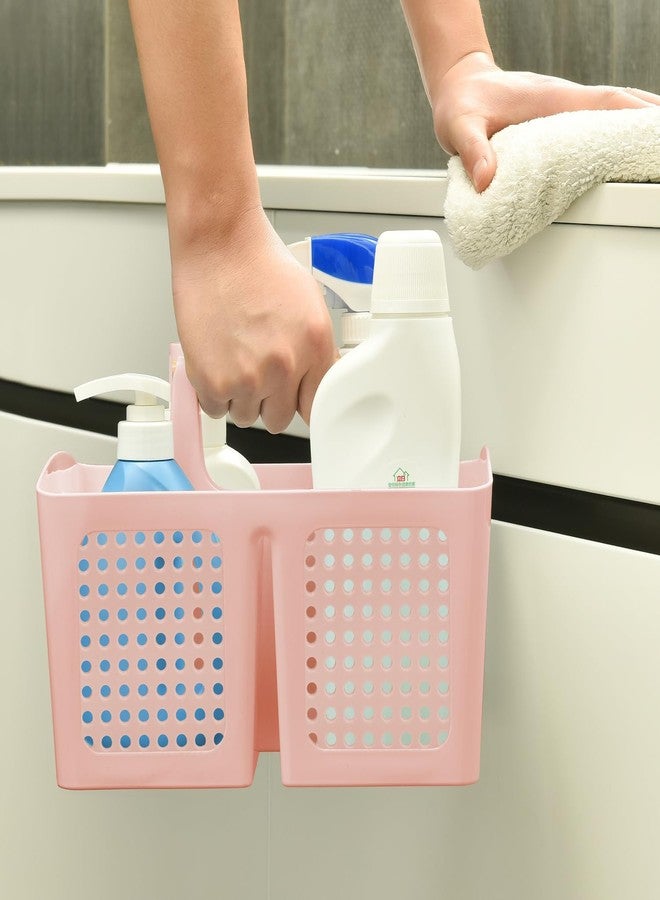 PAKCHOICE Portable Shower Caddy Basket with Compartments, Plastic Divided Cleaning Caddy Organizer Storage Tote with Handle for Bathroom, College, Dorm Room Essentials, Pink - Image 4