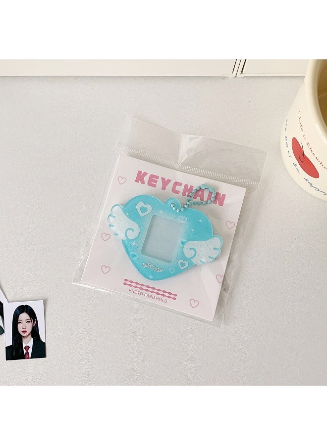 NIBEMINENT 1 - Piece Love Wings Kpop Photo Card Holder Pendant Key Chain ID Badge Holder ID Card Holder Photo Card Protector for School ID Office ID Access Card for Women Girls - Image 1