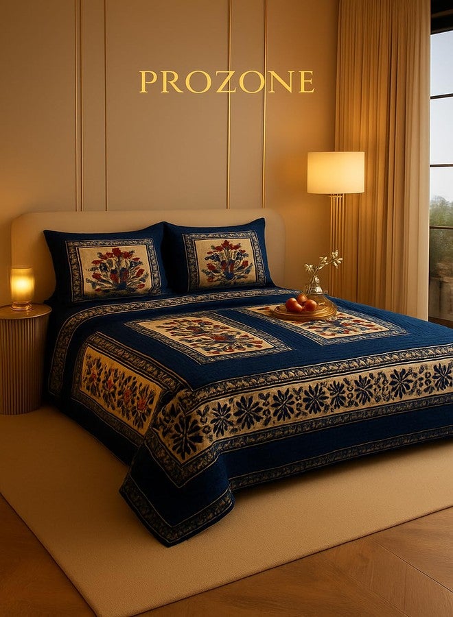Prozone Polar Fleece Warm bedsheet King Size Double Bedsheet | Soft bedsheet with 2 Pillow Cover,90x100 inch,Blue - Image 1