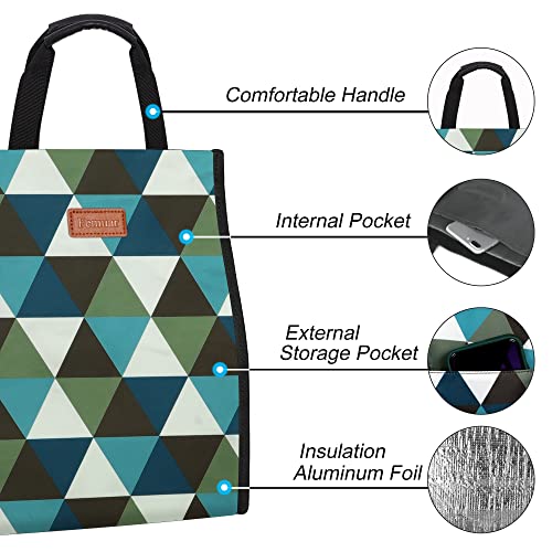 Femuar Lunch Bags for Women Insulated Reusable Lunch Tote with Internal Pocket, Lunch Tote bag for Work（Triangle） - Image 3