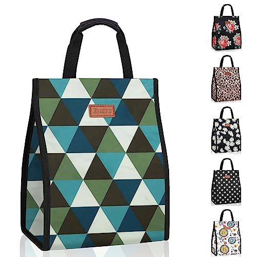 Femuar Lunch Bags for Women Insulated Reusable Lunch Tote with Internal Pocket, Lunch Tote bag for Work（Triangle） - Image 1