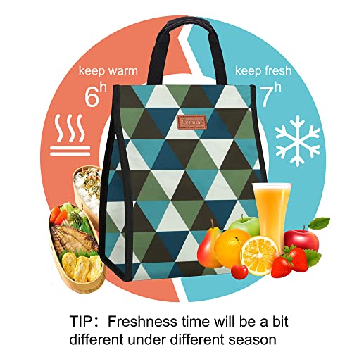 Femuar Lunch Bags for Women Insulated Reusable Lunch Tote with Internal Pocket, Lunch Tote bag for Work（Triangle） - Image 4