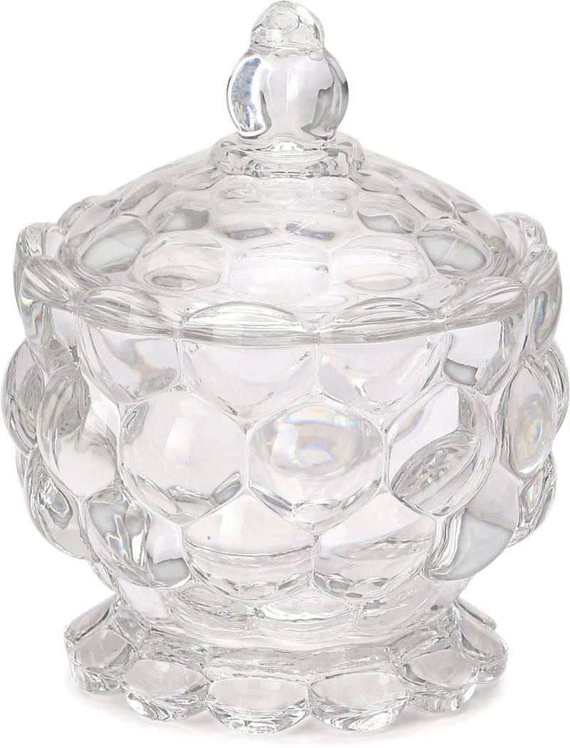 Somil Stylish Glass Candy Bowl with Lid for Sugger, Sweet, Candy, Mouth Freshner, Clear, Glass, 150 Ml, 8.5 X 8.5 X 11 Cm - Image 5