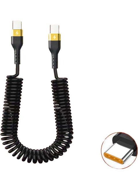 1.8M Apple iPhone 15 Dual Typec Fast Charger Retractable Lightning Data Cable, Anti-tangle, Easy to Store, Suitable for Home and Car Spring Data Cables (Black)