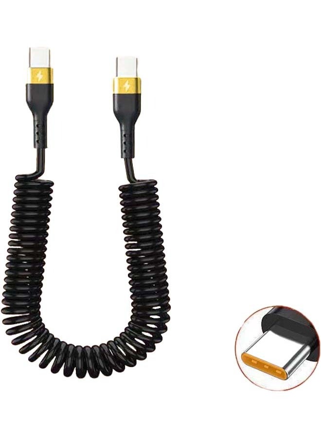 Generic - 1.8M Apple iPhone 15 Dual Typec Fast Charger Retractable Lightning Data Cable, Anti-tangle, Easy to Store, Suitable for Home and Car Spring Data Cables (Black) - Image 1