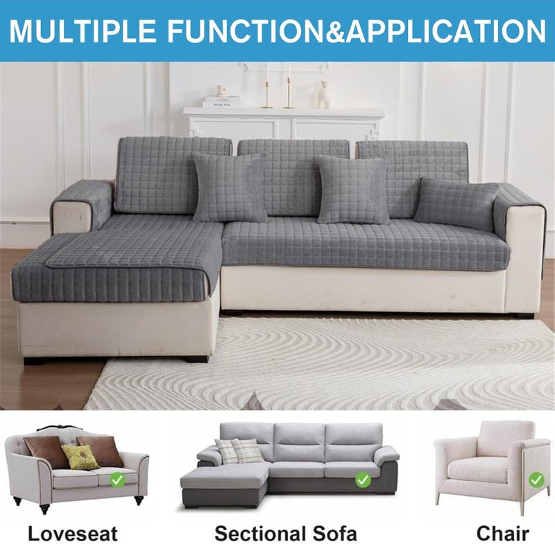 LINGKY Soft Flannel Sofa Cover - Grey - Image 2