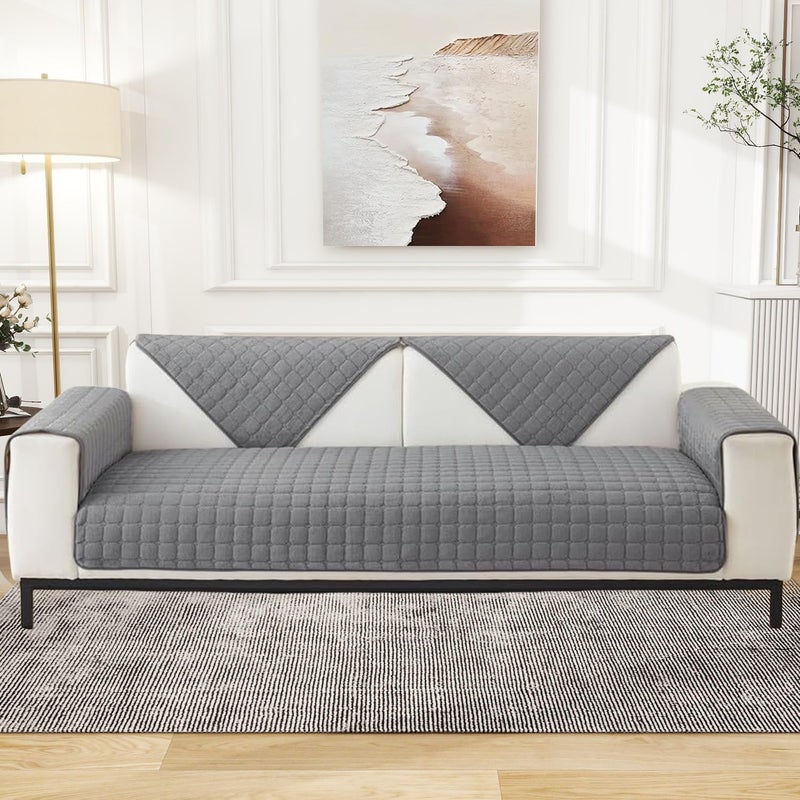 LINGKY Soft Flannel Sofa Cover - Grey - Image 3