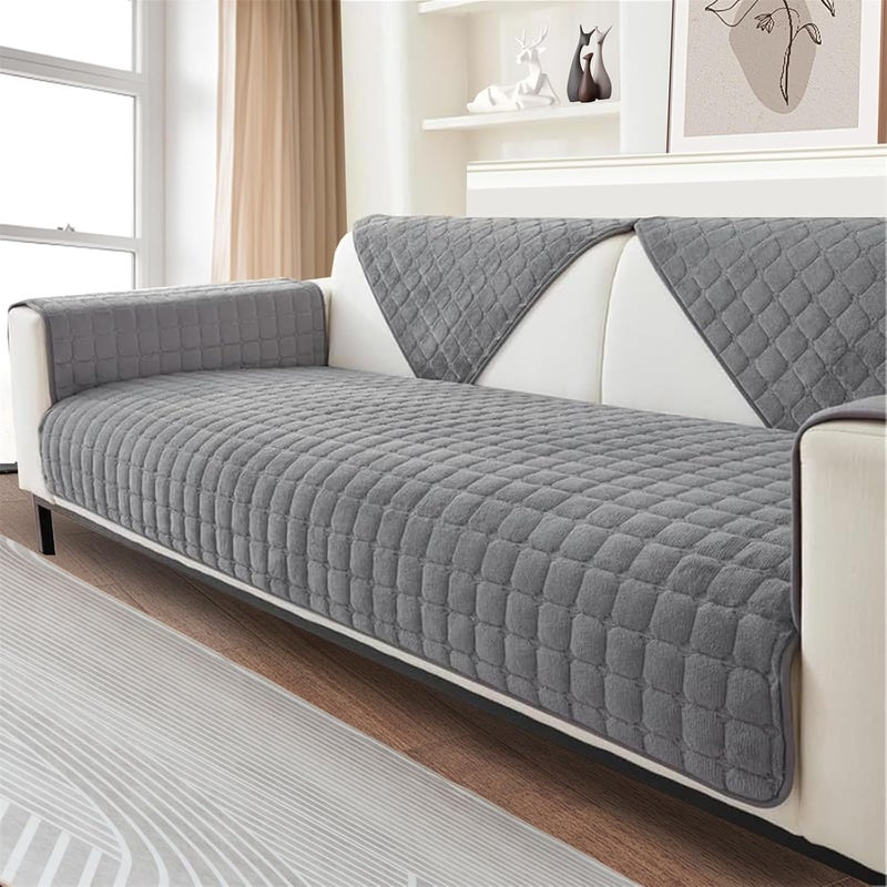 LINGKY Soft Flannel Sofa Cover - Grey - Image 1